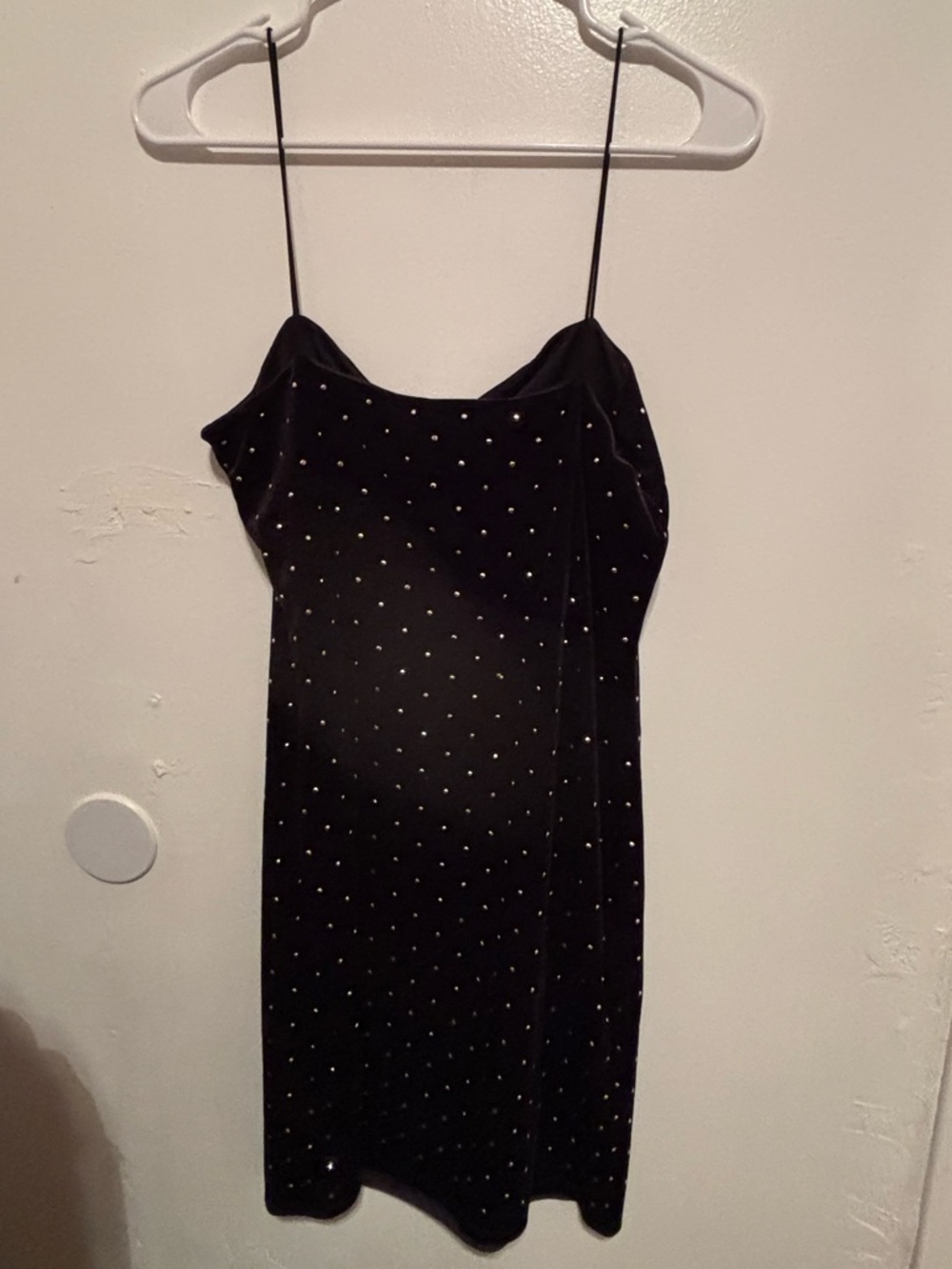 H&M Black Velvet Mini Dress with Rhinestone Studs